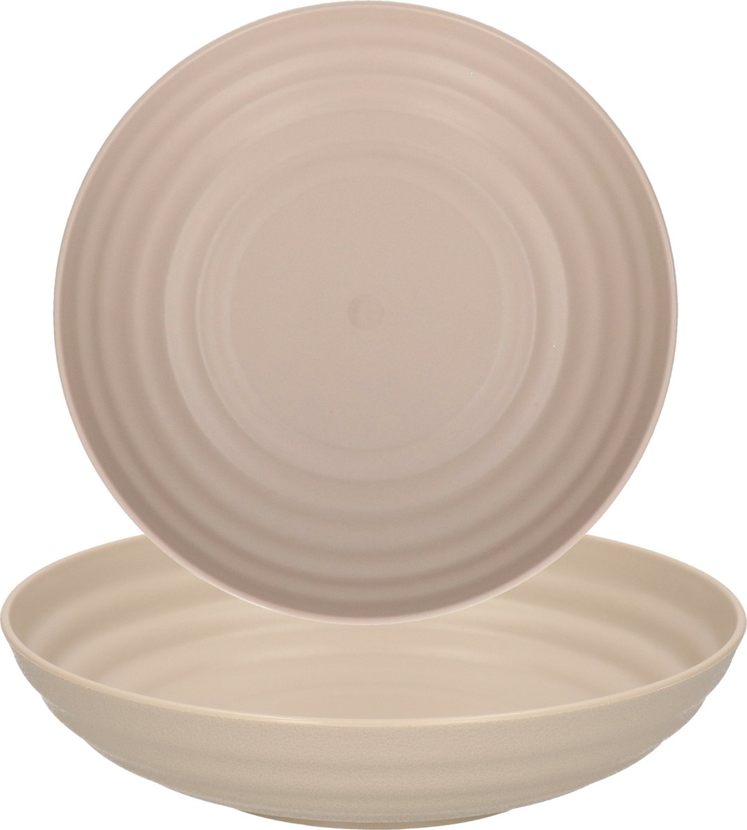 PlasticForte Rond bord/camping - 6x - diep bord - D19 cm - taupe - kunststof - soepborden