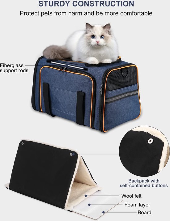 Lasaviin Mode Lederen Hondendrager Kattendrager Luchtvaartmaatschappij Goedgekeurde Huisdierdrager voor Kleine Middelgrote Honden Katten Onder 15 LB, Opvouwbare Zachte Zijde Reizen Puppy Carrier Wit