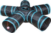 Duvoplus - Speelgoed Voor Dieren - Kat - Speeltunnel Star 100x25cm Blauw/zwart - 1st