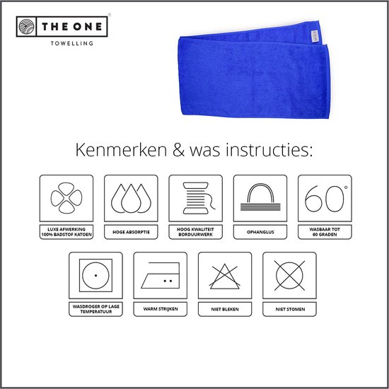 Serviette de sport The One Towelling - 30 x 130 cm - Serviette de fitness - 100% Coton peigné - 450 gr/m² - Bleu roi