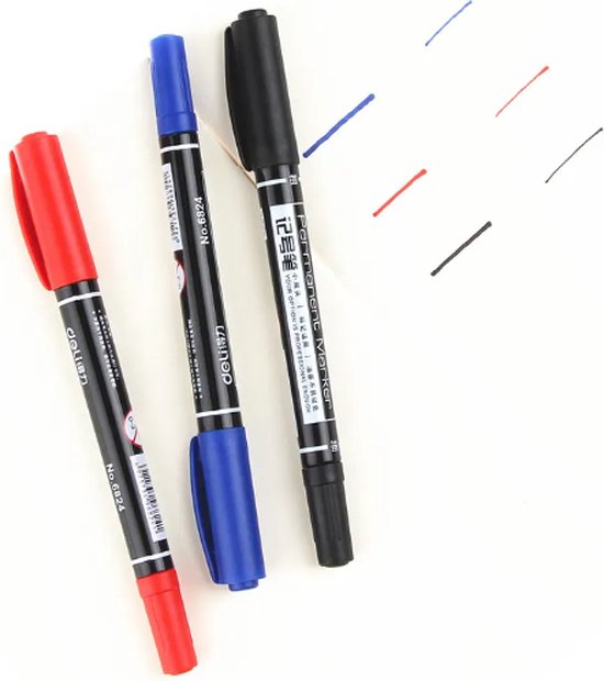 TLVX Lakstift Pen Zwart - Dunne en dikke stift in één - Autolakherstel - Kras pen lak stift - Auto lakstiften – Auto Sleutel Schade Herstel – Bijtippen - Auto Kras herstel – Waterdicht - Kras verwijderaar – Permanent Marker - 0.5 mm en 1.0mm stift