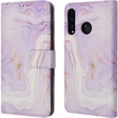 iMoshion Hoesje Geschikt voor Huawei P30 Lite Hoesje Met Pasjeshouder - iMoshion Design Bookcase smartphone - Paars / Purple Marble