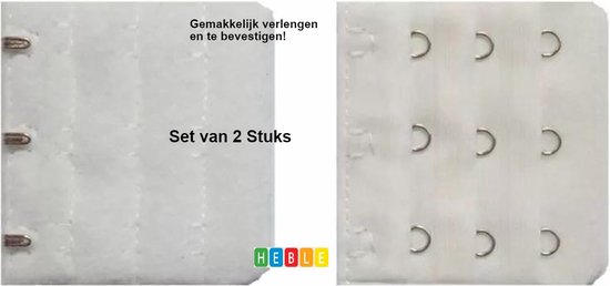*** 2 Stuks - 3 Haaks BH-Verlengstuk - Bh Verleng stuk - van Heble® ***