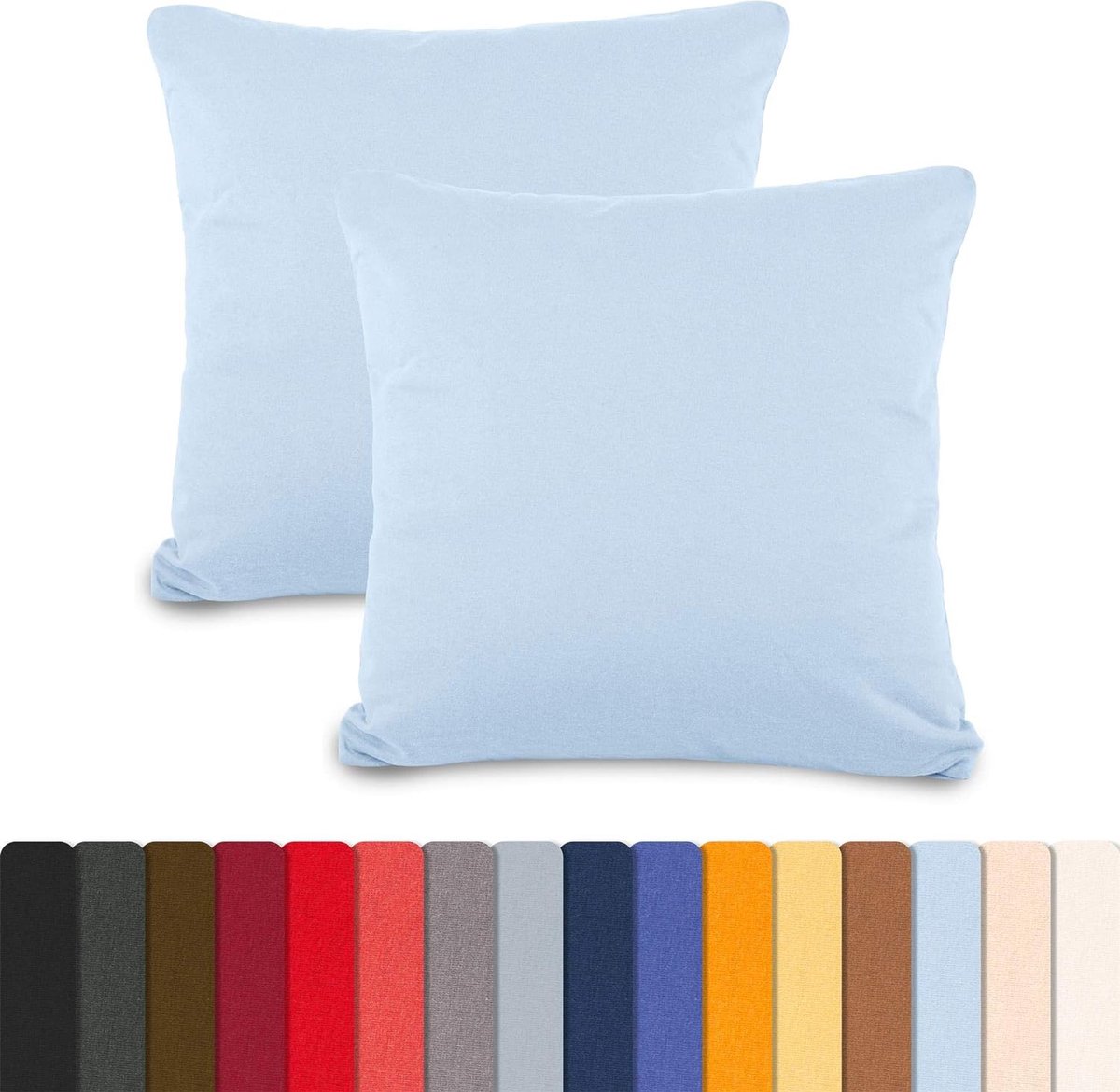 kussensloop, 80 x 80 cm, aqua blauw katoen kussensloop, ritssluiting Jersey kussensloop