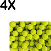 BWK Stevige Placemat - Tennis Ballen op een Hoop - Set van 4 Placemats - 35x25 cm - 1 mm dik Polystyreen - Afneembaar