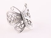 Grote opengewerkte zilveren vlinder ring - maat 16