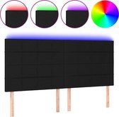 vidaXL - Hoofdbord - LED - 180x5x118/128 - cm - stof - zwart