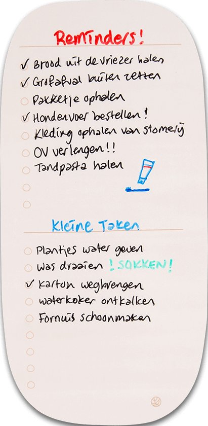 Foto: Greenstory sticky whiteboard to do overview organische vorm whiteboard folie