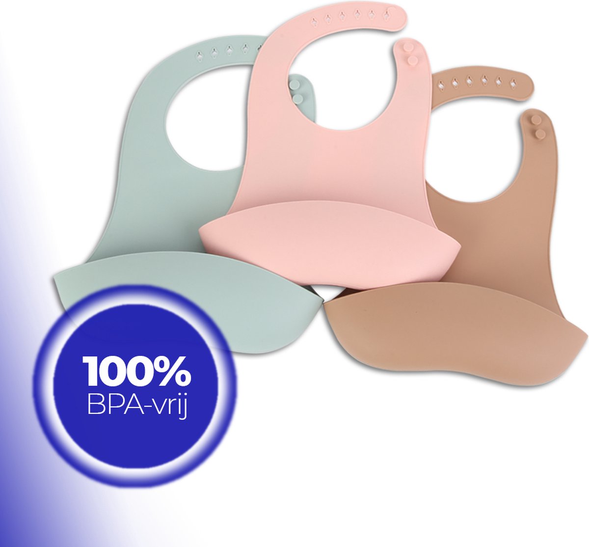 Goedkoopste COOL'R® Baby Slabber Set - Baby Slabber - Silicone baby slabbetjes - Zachte slab met opvangbakje - Unisex slabbers