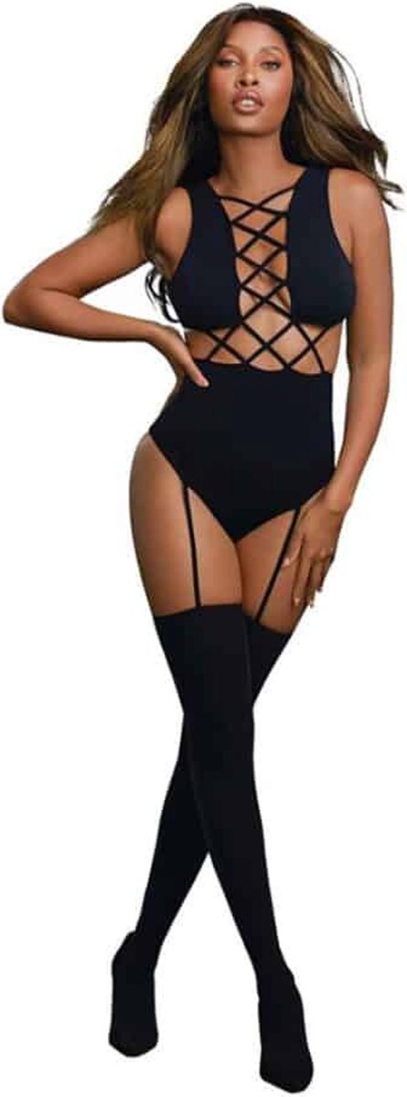 Goedkoopste Dreamgirl (All) Criss-Cross Teddy - One Size black OS