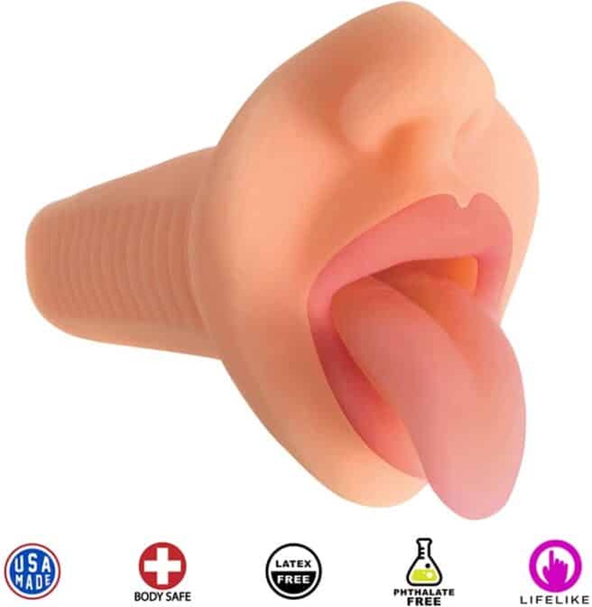 Goedkoopste Courtney Vibrating Mouth Stroker - Vanilla