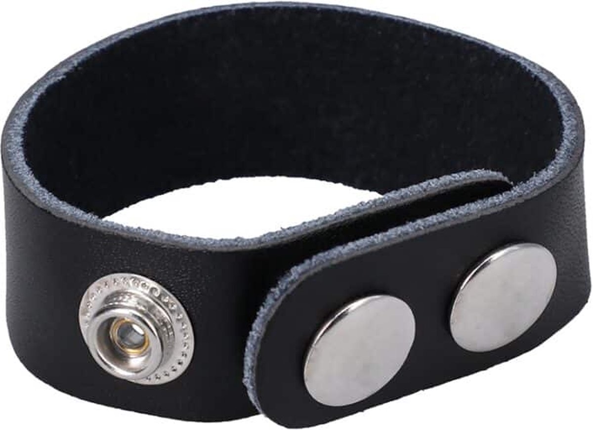Goedkoopste Doc Johnson The Leather 3 Snap - Leather Cockring black