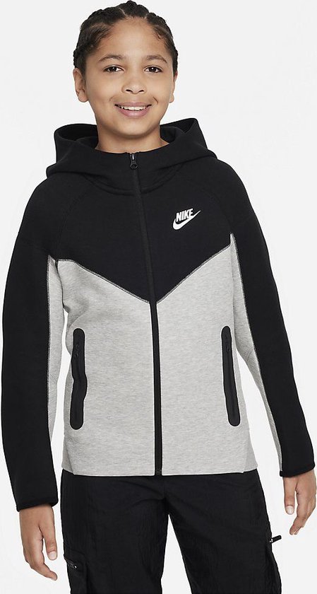 Nike Sportswear Tech Fleece Hoodie Kids Black Dark Grey Heather Maat 122/128