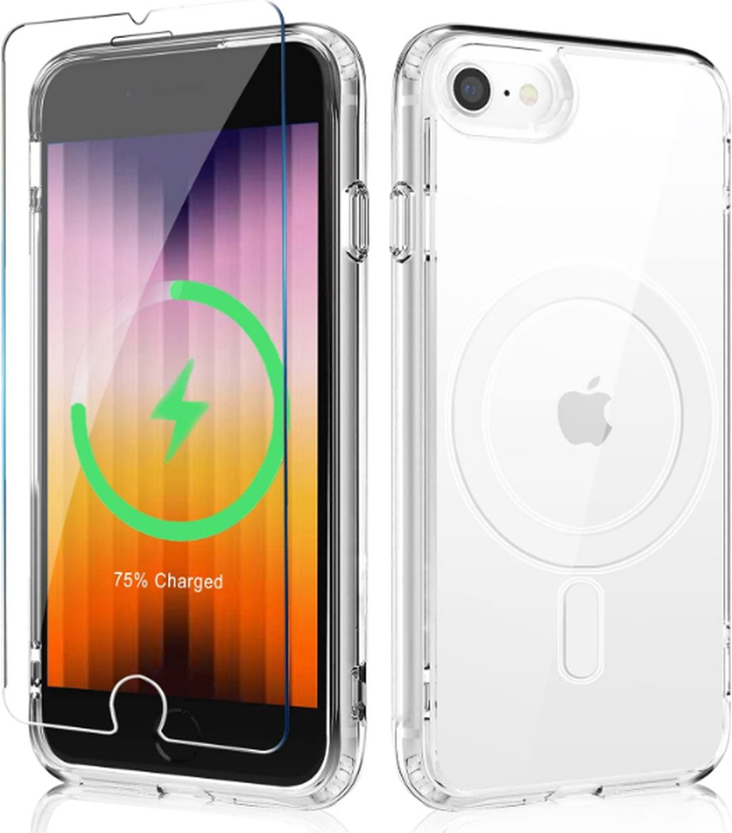 Xtabarya iPhone SE 2020 Hoesje Magnetic met HaloLock ring inclusief screenprotector van hoge kwaliteit transparat