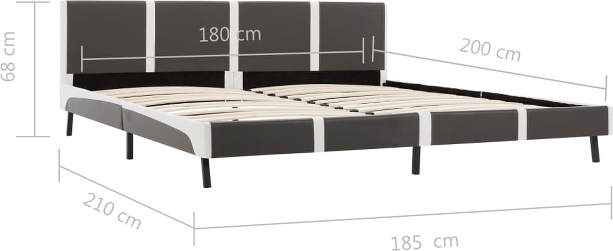 vidaXL-Bed-met-matras-grijs-en-wit-kunstleer-180x200-cm
