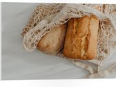 PVC Schuimplaat - Verse Broodjes in Gehaakt Tasje - 75x50 cm Foto op PVC Schuimplaat (Met Ophangsysteem)