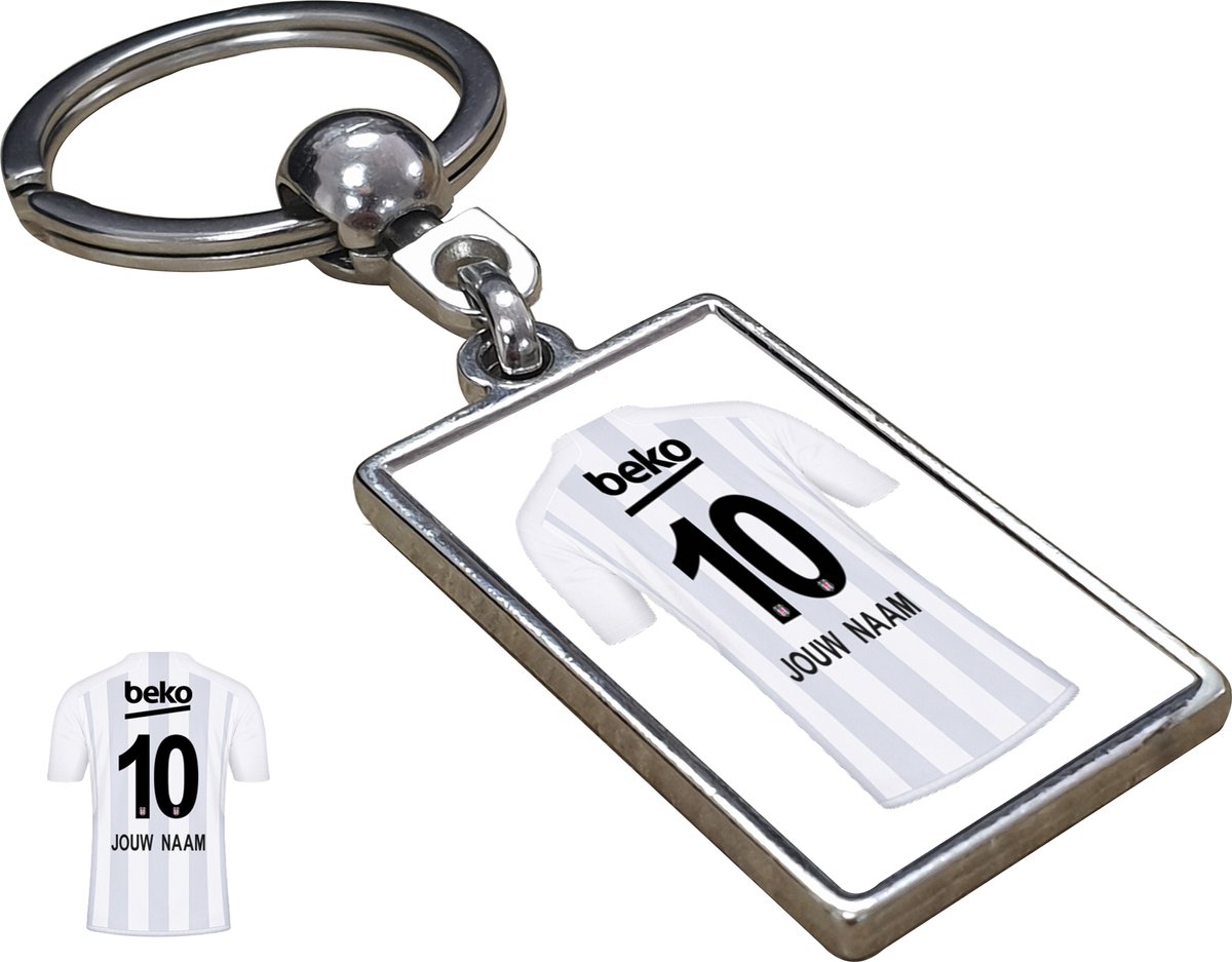 BJK Shirt met Jouw Naam - Seizoen 23/24 - Gepersonaliseerde Sleutelhanger met Jouw Naam en Nummer - Cadeau - Verjaardag - Kerst - Kado - Valentijn - Gepersonaliseerd Cadeau - Voetbal