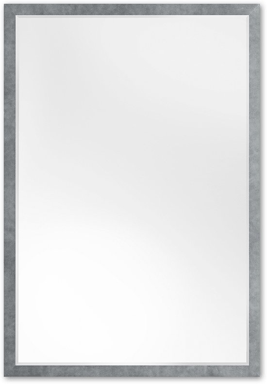 ARHome Ronde spiegel met plank, 60 x 60 x 22 cm, donker cement, gemaakt in Italië