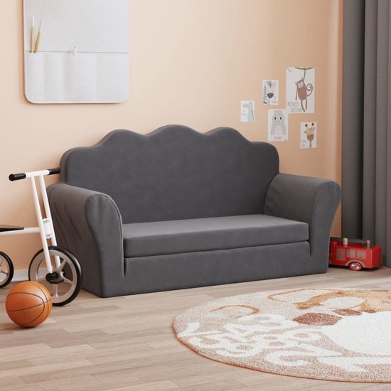 The Living Store Mini Canapé - Canapé-lit pour Enfant en Peluche Douce -  Anthracite 