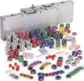 Poker - Pokerset - Poker set - Poker chips - Poker fiches - Poker kaarten - Poker koffer - Pokerkaarten - Inclusief twee koffers - 1000 chips - 57.5 x 21 x 6.5 cm - Zilver
