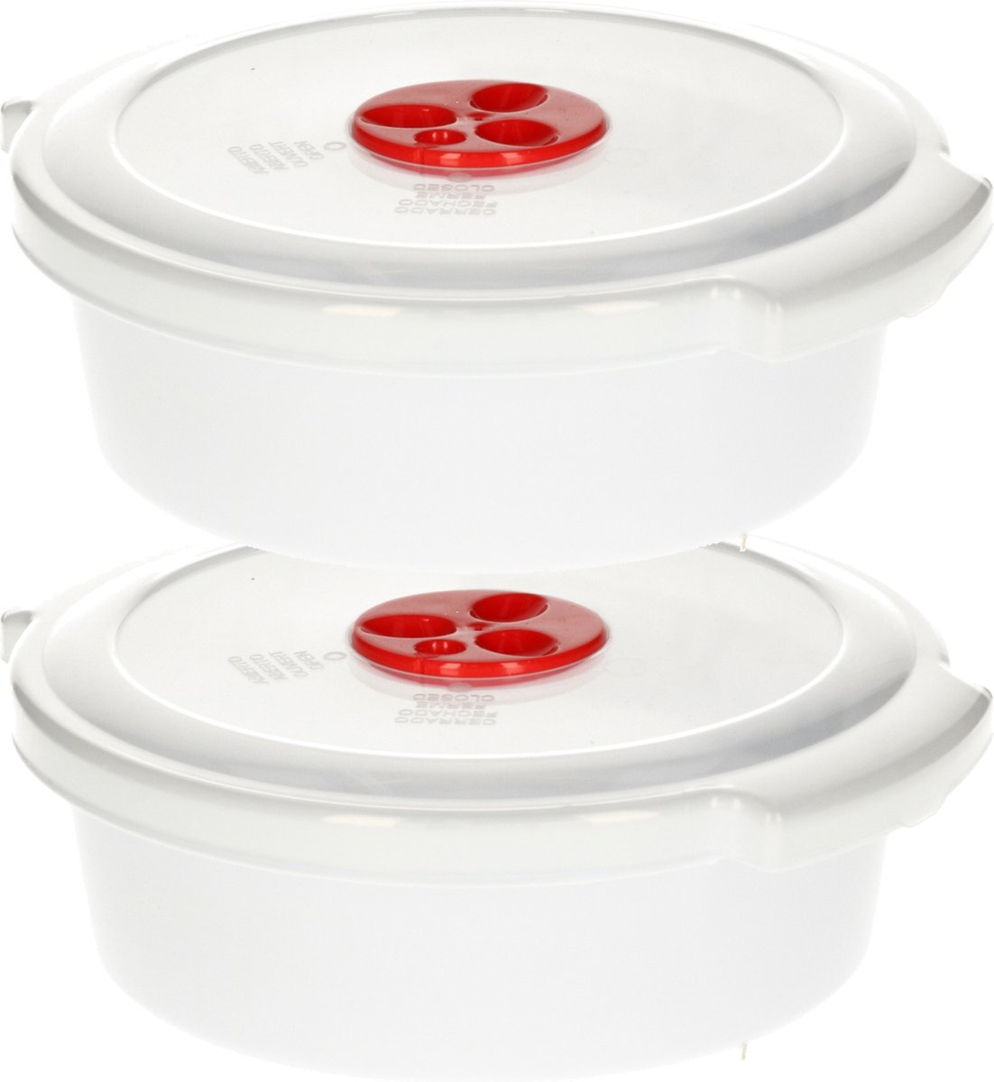 PlasticForte Magnetronschaal met deksel/ventiel - 3x - 1,5L - wit - kunststof