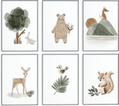 No Filter - Affiches d'animaux de la Woodland/ de la forêt - 6 pièces - 21x30 cm (A4) - Ensemble d'affiches - Affiches Chambre de bébé/ chambre d'enfant - décoration murale