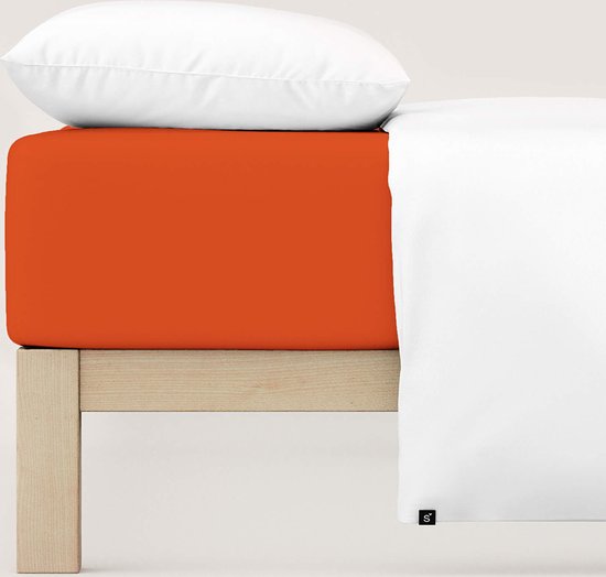 schlafgut Pure -housse en Katoen de Hoeslaken L - 140x200 - 160x220 269 Rouge Moyen