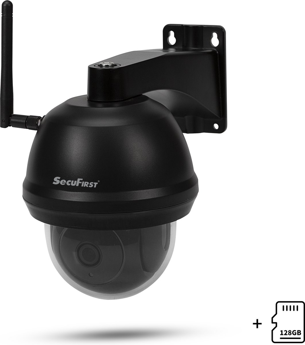 SecuFirst CAM214Z met 128GB opslag Dome Camera zwart - IP Camera draai- en kantelbaar voor buiten - FHD 1080P