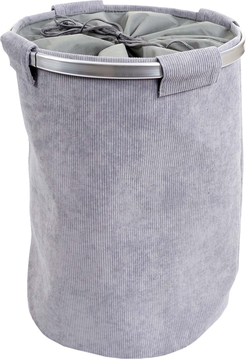 Goedkoopste Wasbak MCW-C34, Wasmand Wasbox Waszak Wasbak met net, 55x39cm 65l ~ koord grijs