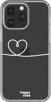 Coque HappyCase avec joli imprimé cœur pour iPhone 15 Pro | TPU flexible | Couverture arrière élégante