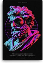 The greater the difficulty - Epictetus - Canvas | 60 x 90 cm | Stoic | Motivatie | Quote | Stoicism | Filosofie | Discipline | Masculinity | Woonkamer | Kantoor | Wanddecoratie