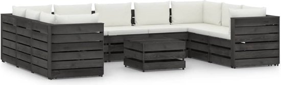 The Living Store Loungeset Pallet - Tuinmeubelen - 69x70x66 cm - Grenenhout