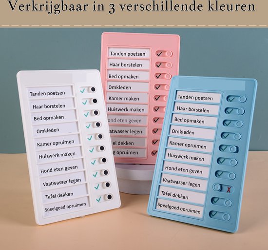 Planificateur de tâches - Tableau de planification pour construire des routines - Planificateur de jour pour enfant - Liste de tâches simple pour chaque situation - Liste de tâches pour les enfants - Blauw