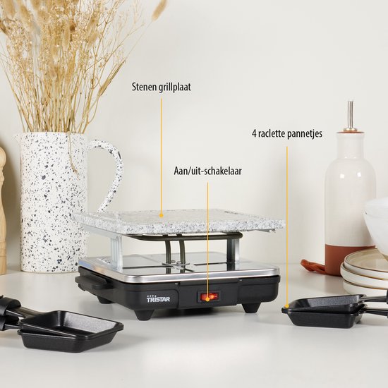 Tristar Gourmetset - RA-2745 - 600W - Bakplaat 4 personen - Steengrill, Incl 4 pannetjes - PFAS-Vrij — afbeelding 5