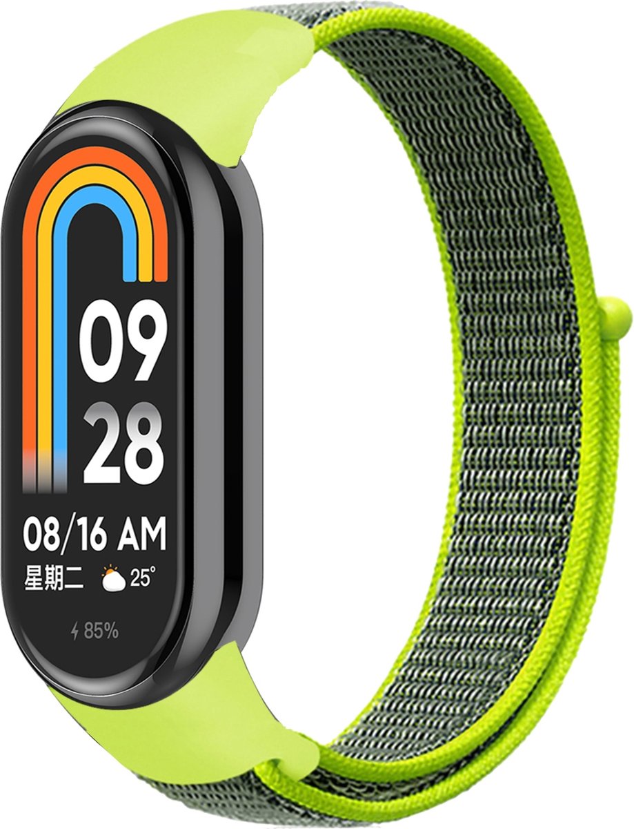 By Qubix - Sport loop nylon bandje - Neon groen - Geschikt voor Xiaomi Smart Band 8 / 9 / 10