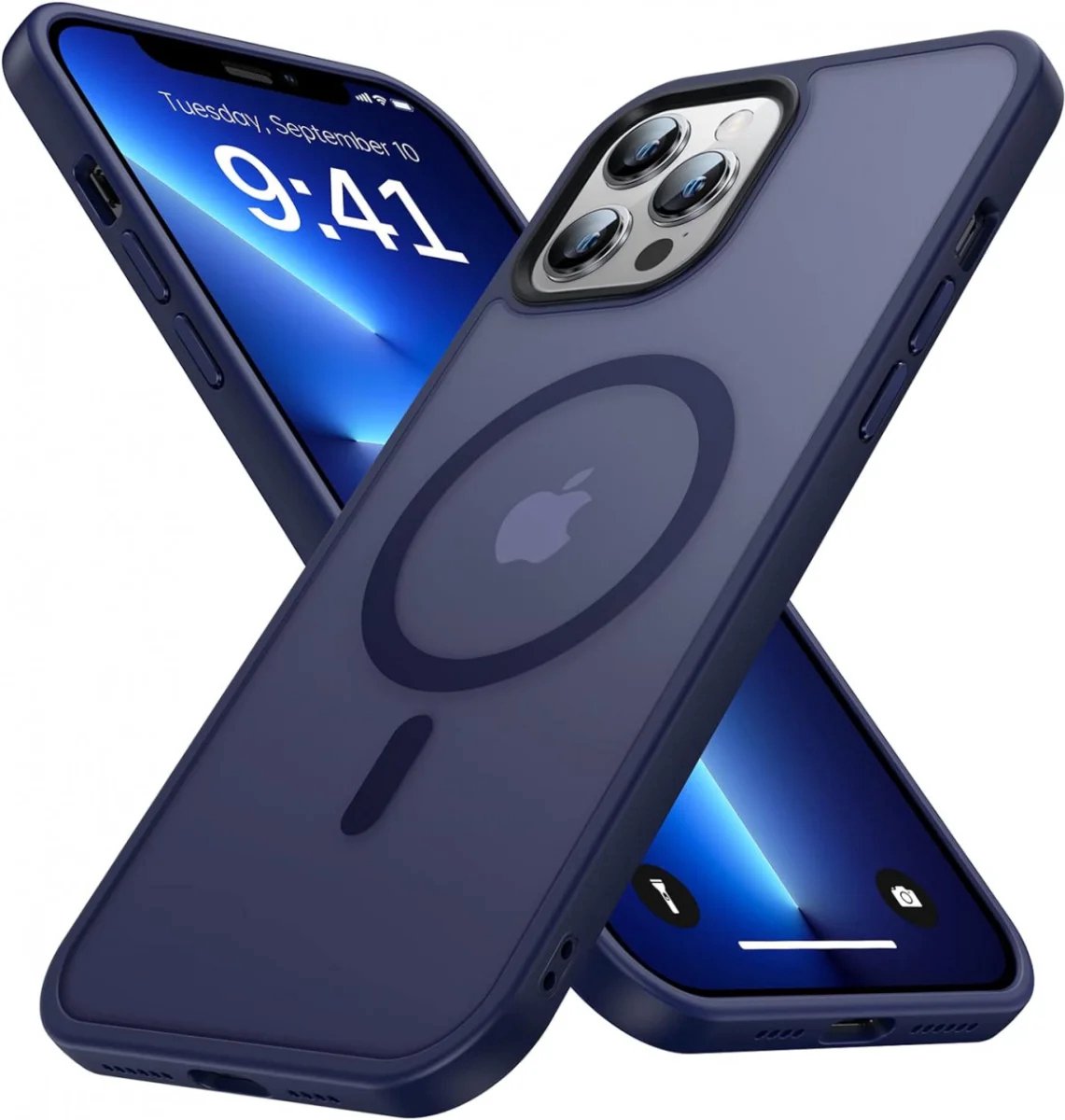 Hoesje Geschikt voor Apple iPhone 12 Pro Max - Compatibel met MagSafe - Matte Beschermhoes - Back Cover met Magneet - Geschikt voor Draadloos Opladen met Magnetische Ring - Donkerblauw