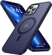 Coque adaptée pour Apple iPhone 12 Pro Max - Compatible avec MagSafe - Coque de protection mate - Coque arrière avec aimant - Convient pour le chargement sans fil avec Ring magnétique - Bleu foncé