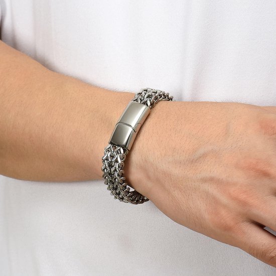 Donley - Armband voor mannen - Woven bracelet - Braided bracelet - cubaanse armband - heren sierraad - schakelarmband - schakelarmband heren - 21 cm - zilveren armband - ketting armband - chain - zilveren armband - armband zilver - silver wristband
