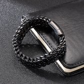 Donley - Armband voor mannen - Woven bracelet - Braided bracelet - cubaanse armband - heren sierraad - schakelarmband - schakelarmband heren - 23 cm - zilveren armband - ketting armband - chain - zwarte armband - armband zwart - black wristband