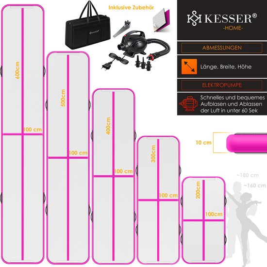 Opblaasbare Tuimelmat – 10 Cm Dik, Fitness- En Gymnastiekmat Met Pomp – Antislip, Voor Binnen En Buiten – Geschikt Voor Alle Leeftijden 3 miniatura