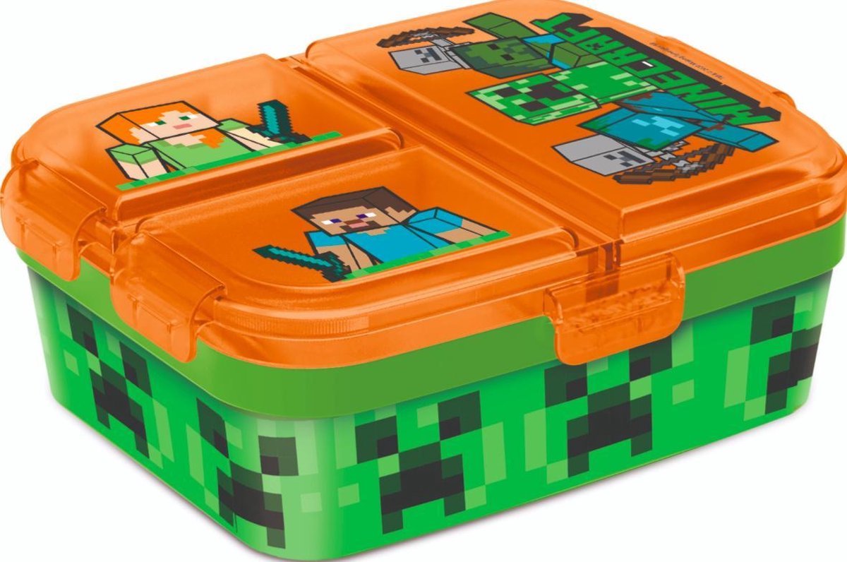 Minecraft XL 4 compartimenten brooddoos 18 cm X 15 cm X 7 cm