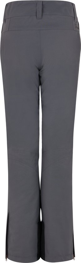 Pantalon de ski gris vu de dos, avec fermetures éclair en bas.