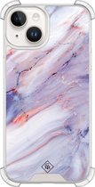Casimoda® hoesje - Geschikt voor iPhone 14 - Marmer Paars - Shockproof case - Extra sterk - Siliconen/TPU - Paars, Transparant