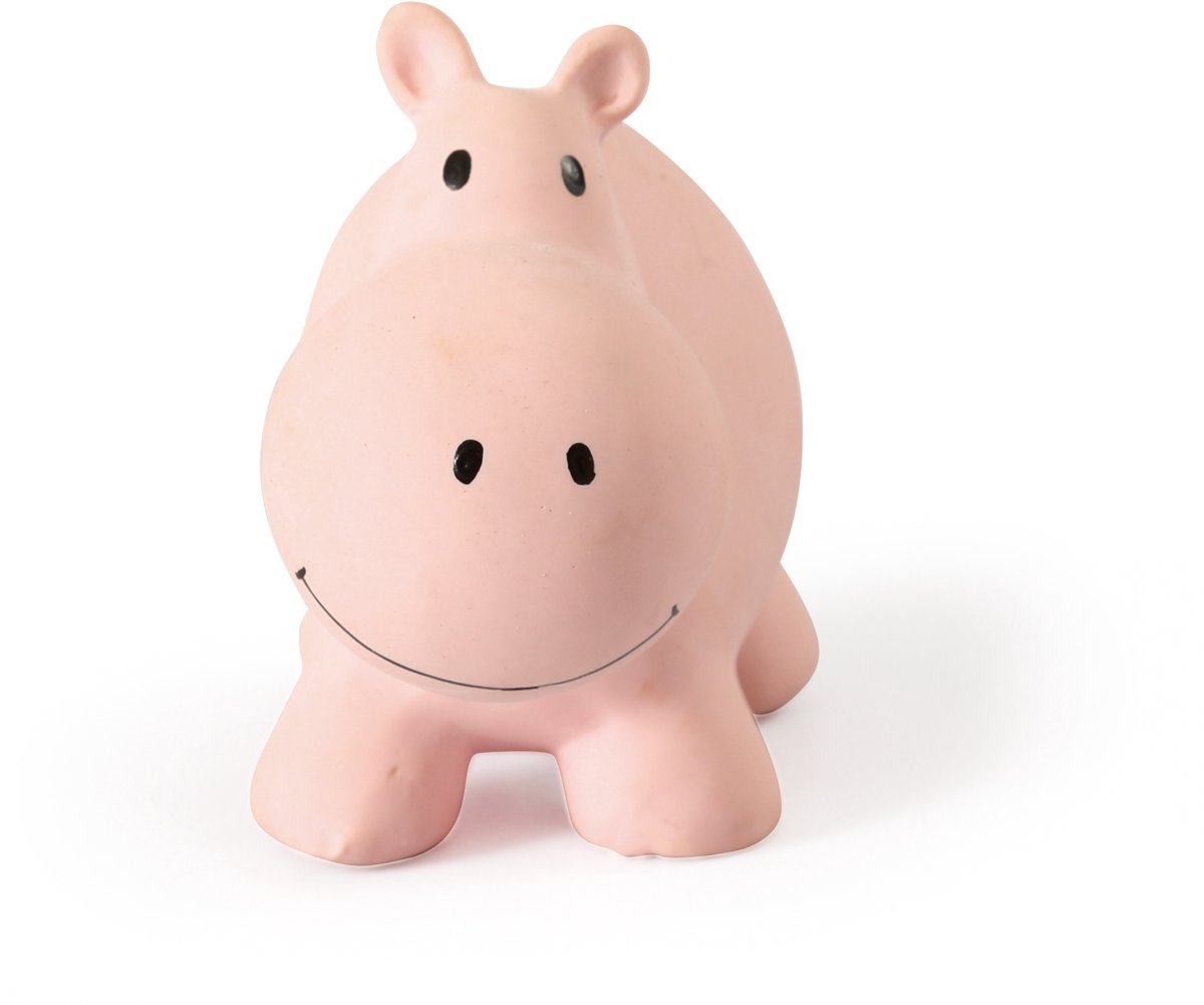 TIKIRI Mijn Eerste Safaridiertje - Hippo - In Natuurlijk Rubber - Met Belletje - 0 Jaar