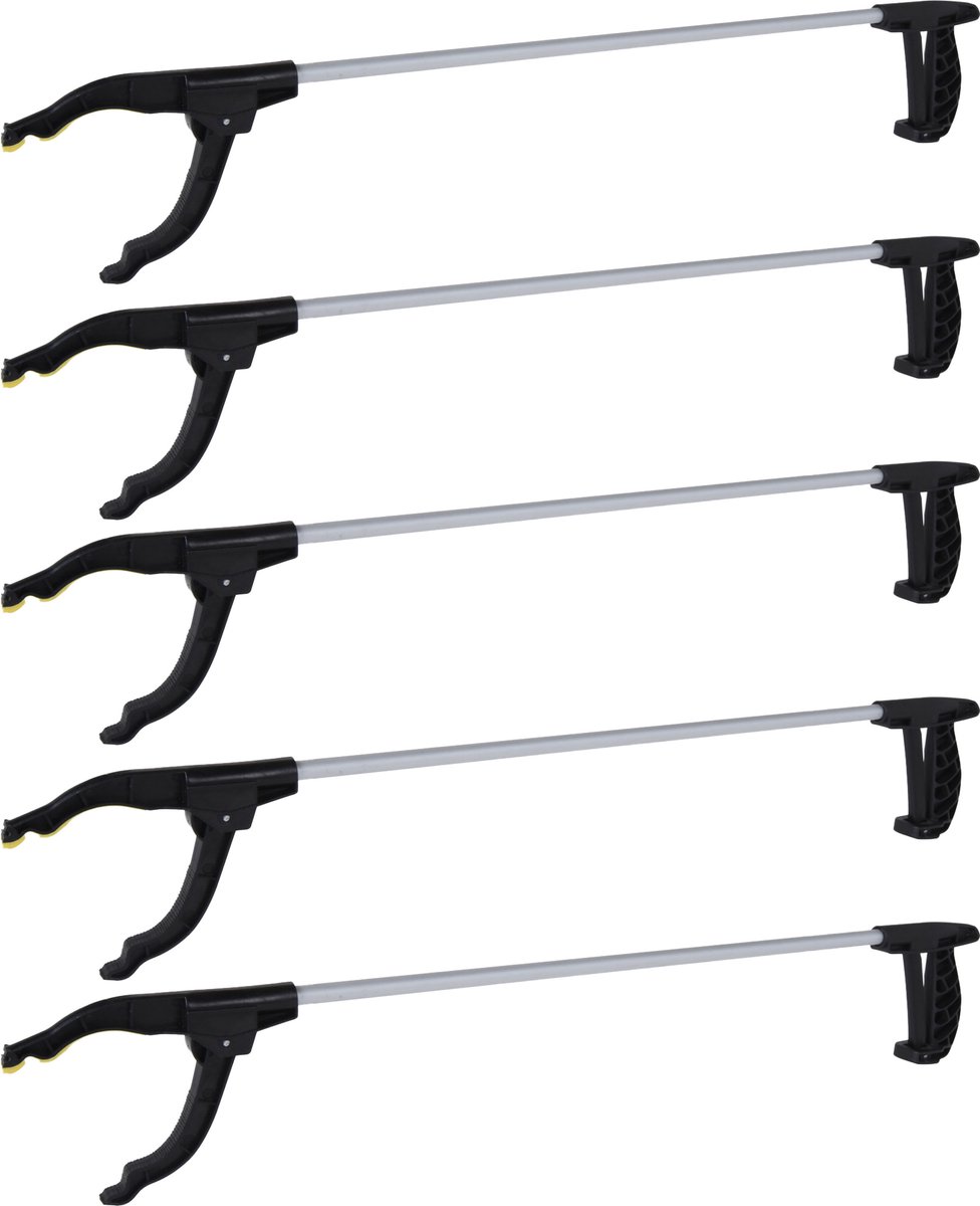 Goedkoopste FX Tools Afvalgrijper/grijptang - 15x - grijs - 76 cm - aluminium/kunststof - grip kaak