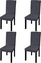 The Living Store Stoelhoezen - Antraciet - Universeel - Voor stoelen tot 55 cm - 10% Spandex