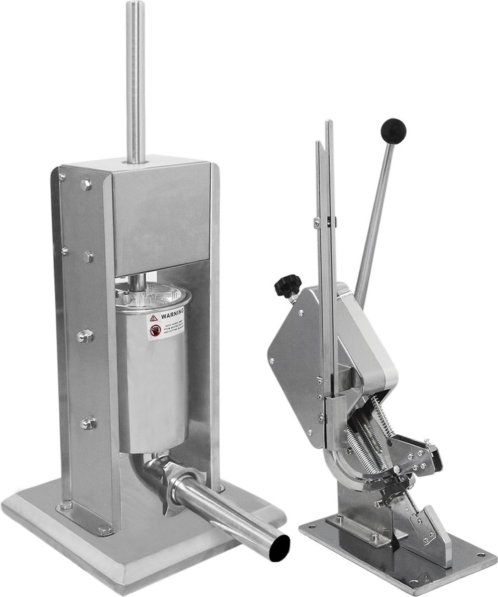 Bundel: Kukoo 7 Liter Worsten Vuller + KuKoo Worsten Knipper - Handmatige bediening - 2000 GRATIS clips - 5 GRATIS trechters