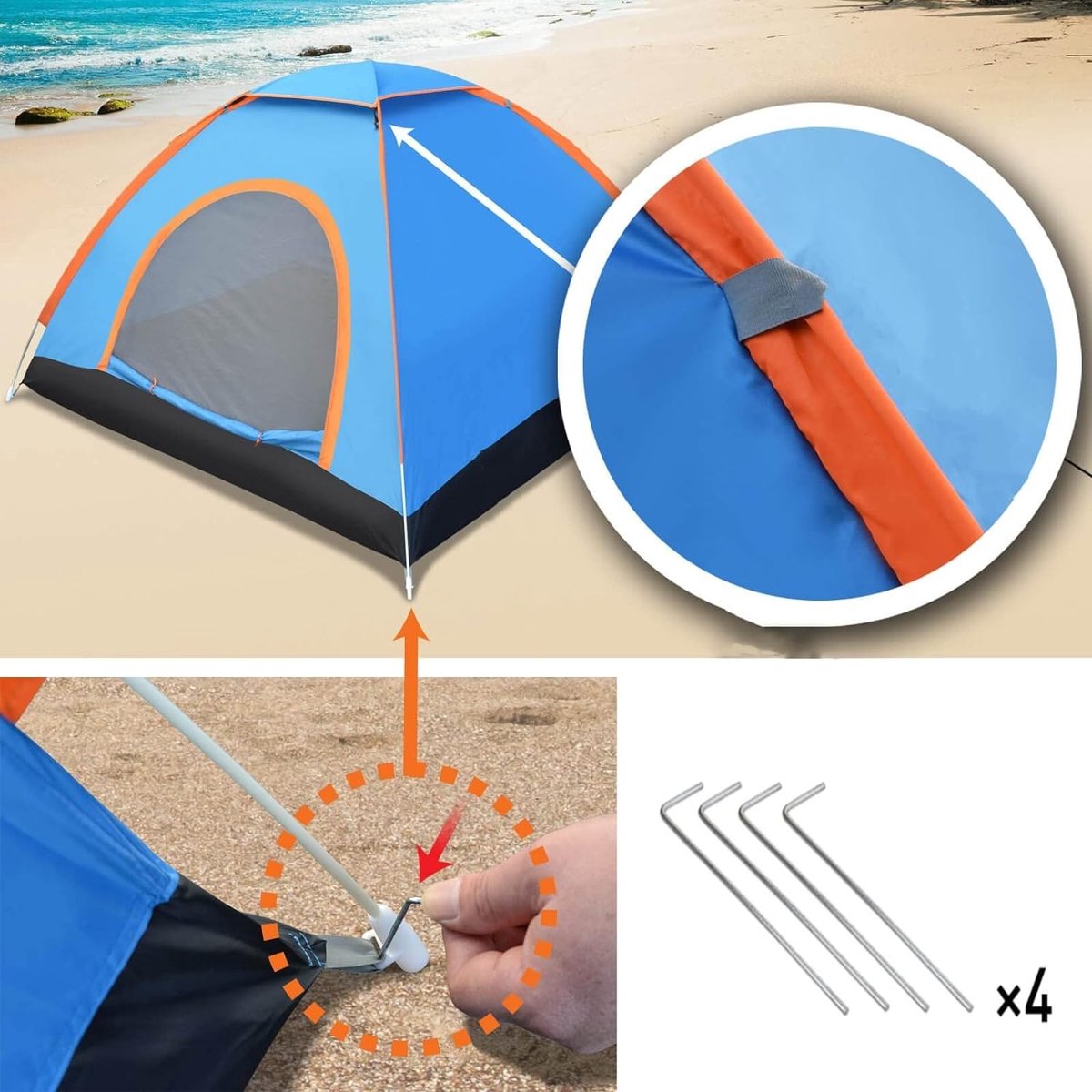 Joyzan - Tente Camping 2 Personnes Pop Up | Ultra Légère, Imperméable Et Anti-UV | Pour Randonnée, Plage, Jardin (200x100x100 Cm)