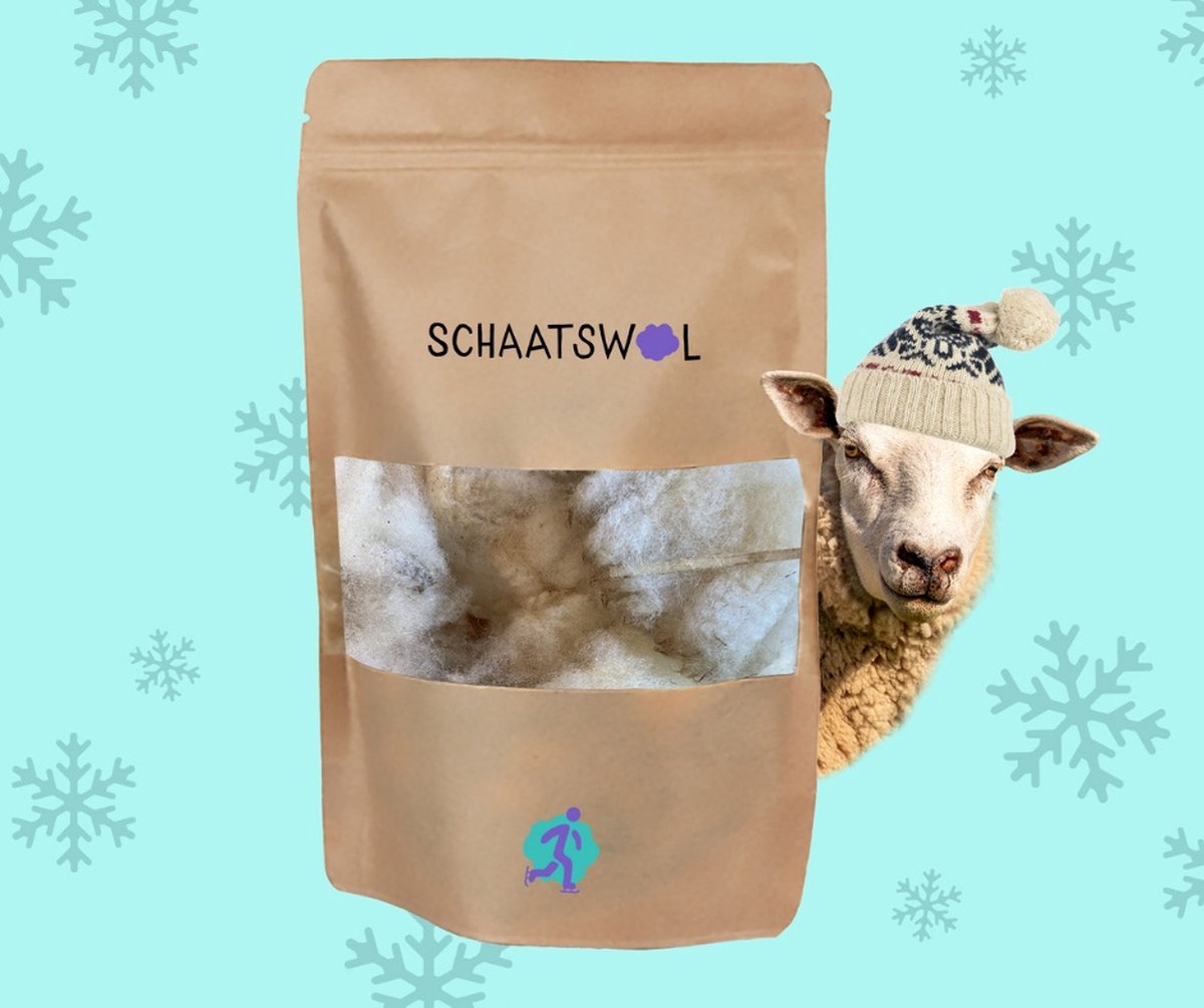 Goedkoopste Schaatswol - 20 g - antidruk schaats wol voor warme en droge voeten in noren en andere schaatsen of ski schoen - Hollandse schapenwol - makkelijk voor wintersport - natuurlijke hielbeschermer en teenspreider - houd je voeten comfortabel