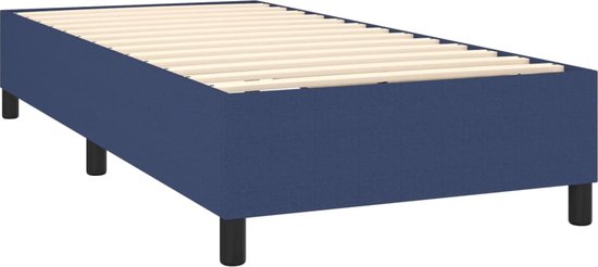 vidaXL Sommier tapissier avec matelas et tissu LED Bleu 100 x 200 cm